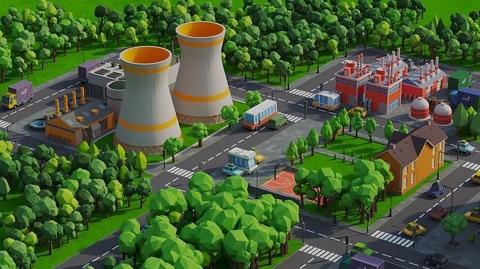 Low Poly City Low-poly 3D model 6