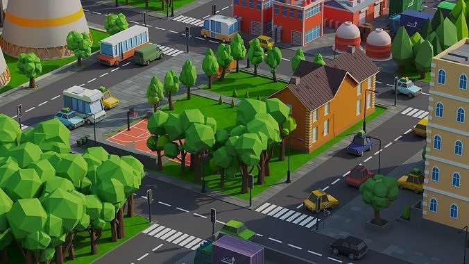 Low Poly City Low-poly 3D model 5