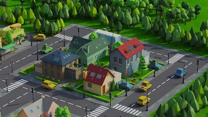 Low Poly City Low-poly 3D model 4