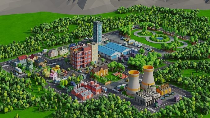 Low Poly City Low-poly 3D model 7