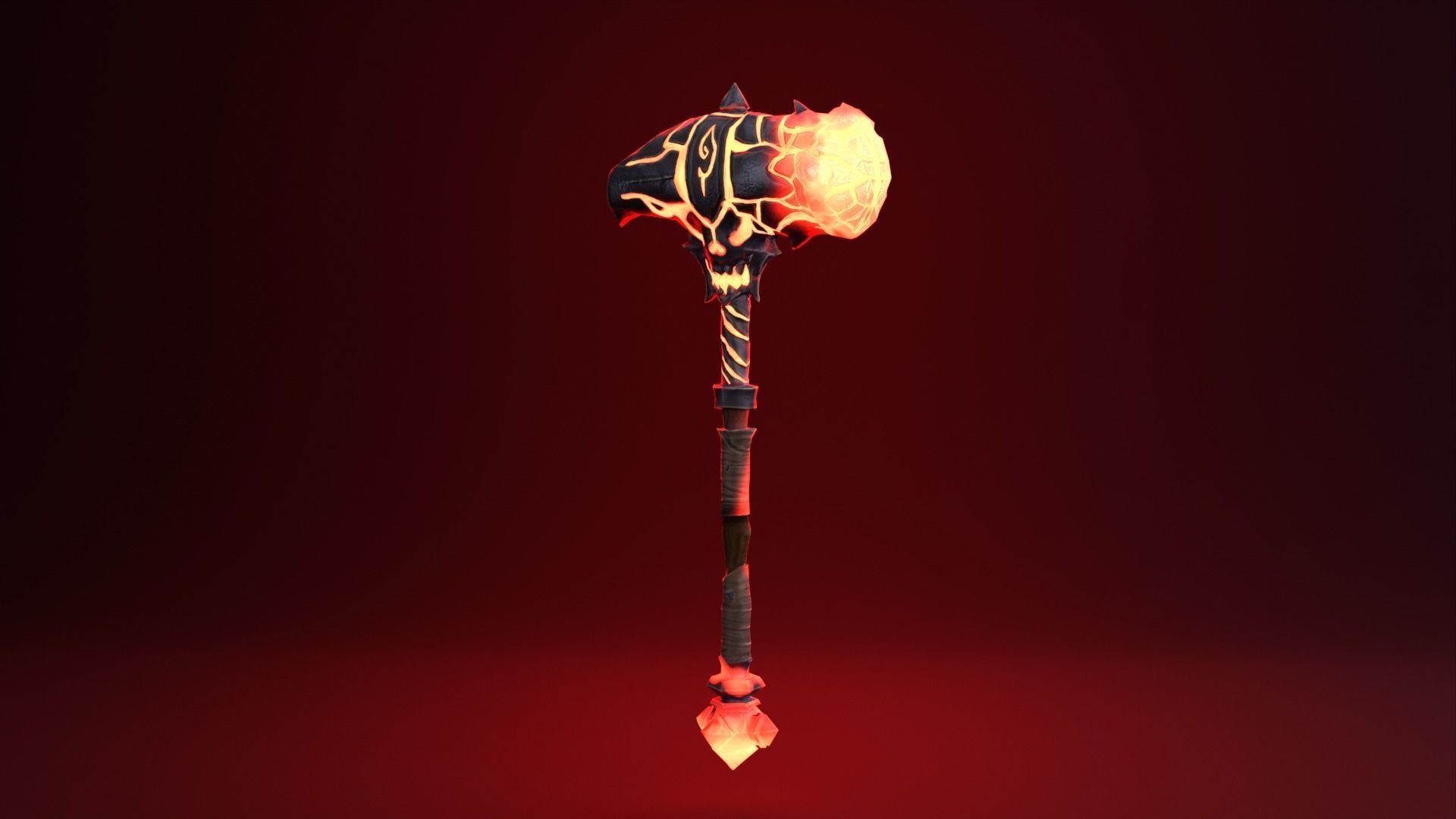 Fantasy Hammer - Fire Version Low-poly 3D model_11