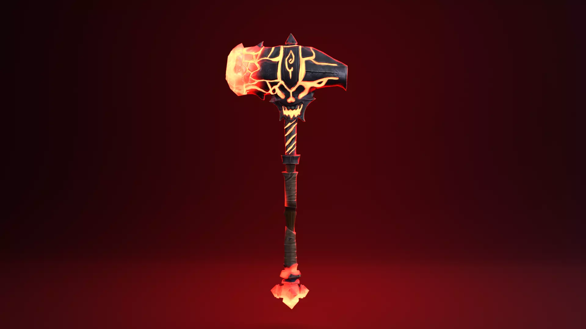 Fantasy Hammer - Fire Version Low-poly 3D model_0