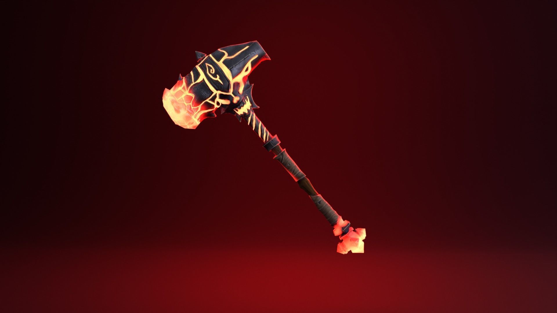 Fantasy Hammer - Fire Version Low-poly 3D model_2