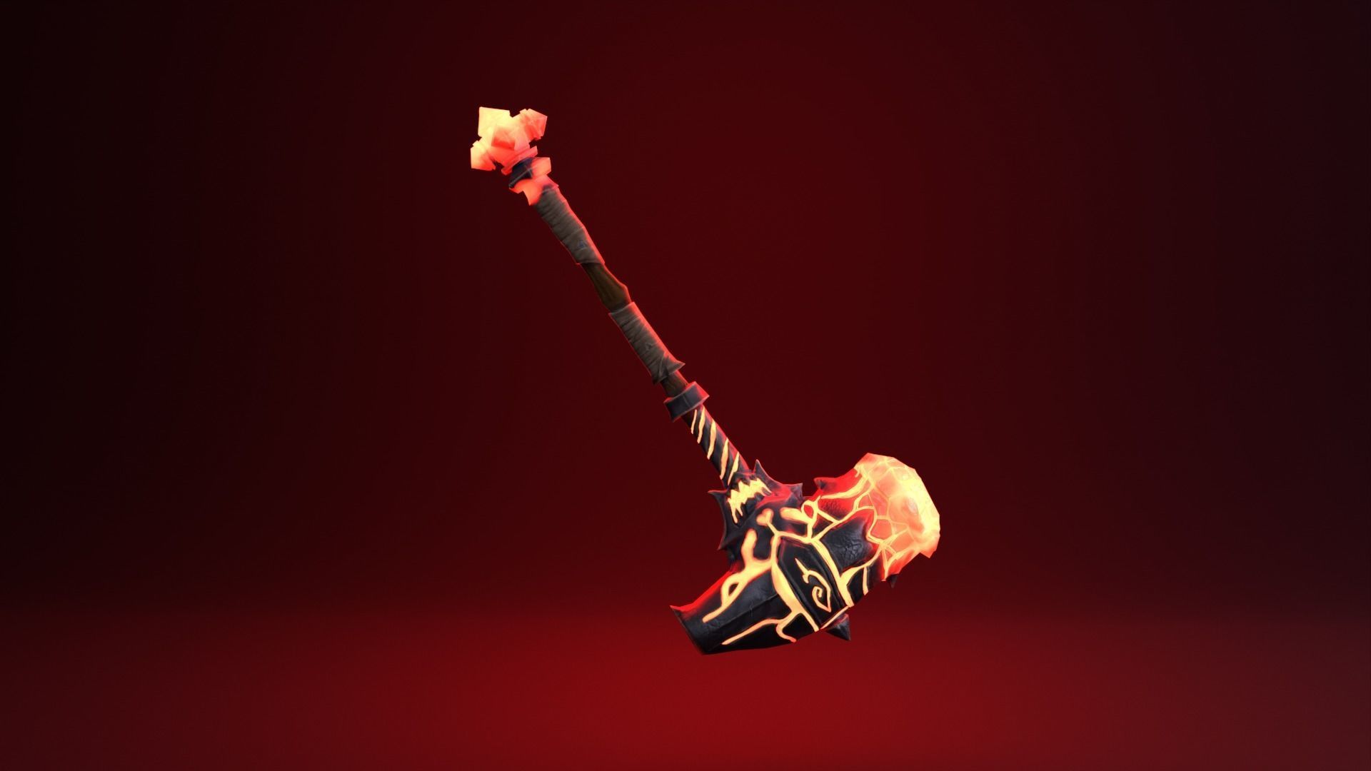 Fantasy Hammer - Fire Version Low-poly 3D model_6
