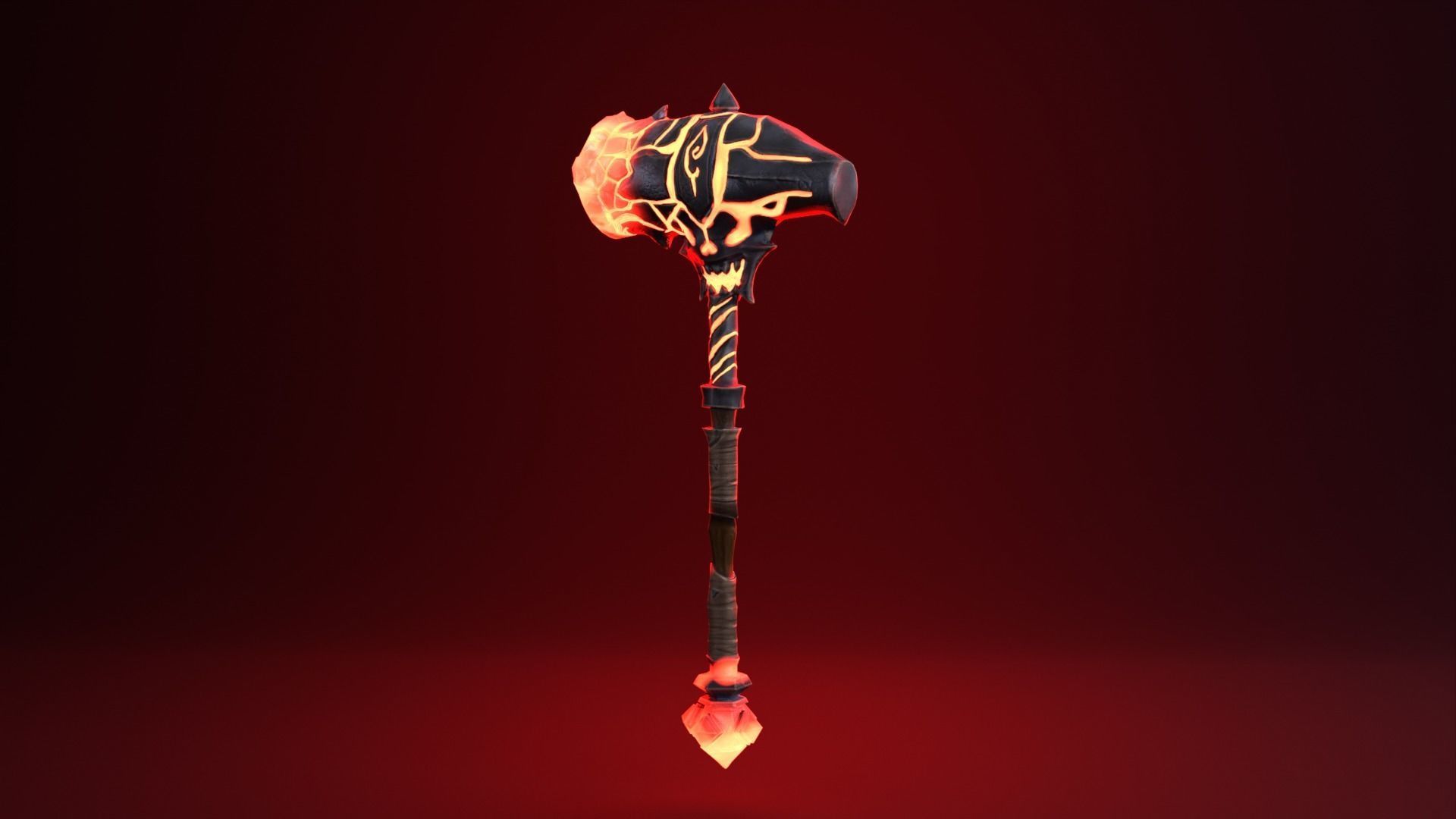 Fantasy Hammer - Fire Version Low-poly 3D model_4