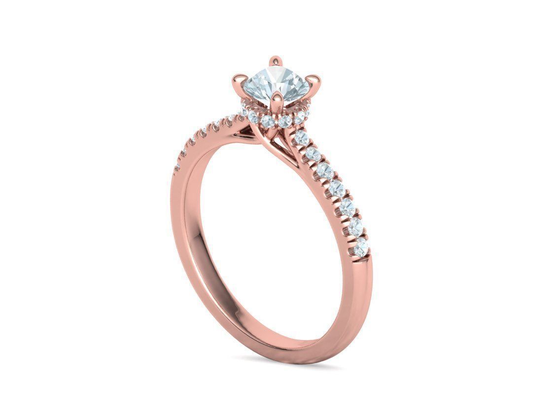 Diamond Trellis Engagement ring Half Carat Round Stone  3D print model_28