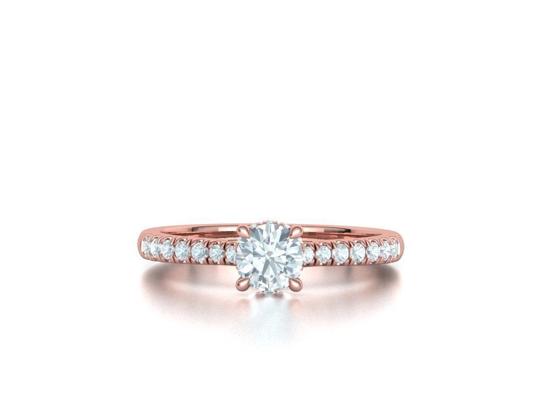 Diamond Trellis Engagement ring Half Carat Round Stone  3D print model_10