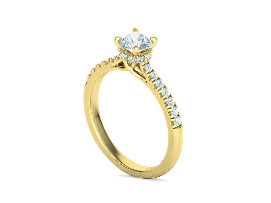 Diamond Trellis Engagement ring Half Carat Round Stone  3D print model_29