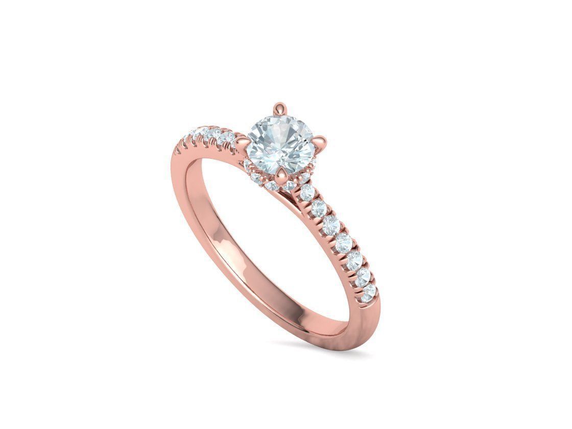 Diamond Trellis Engagement ring Half Carat Round Stone  3D print model_31