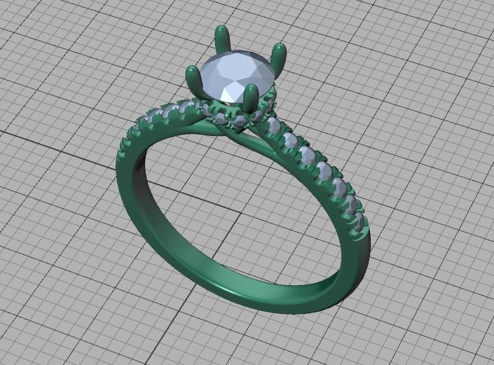 Diamond Trellis Engagement ring Half Carat Round Stone  3D print model_41