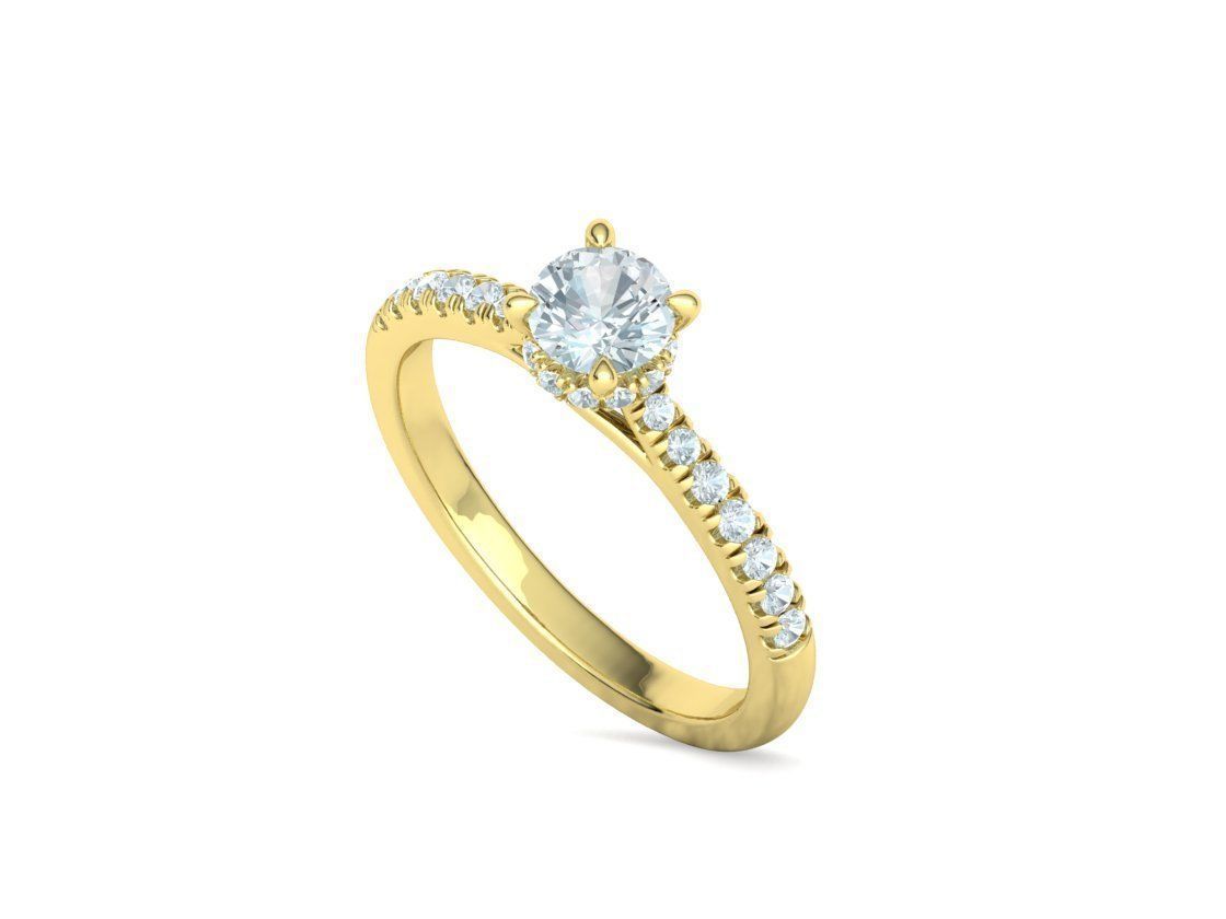 Diamond Trellis Engagement ring Half Carat Round Stone  3D print model_32