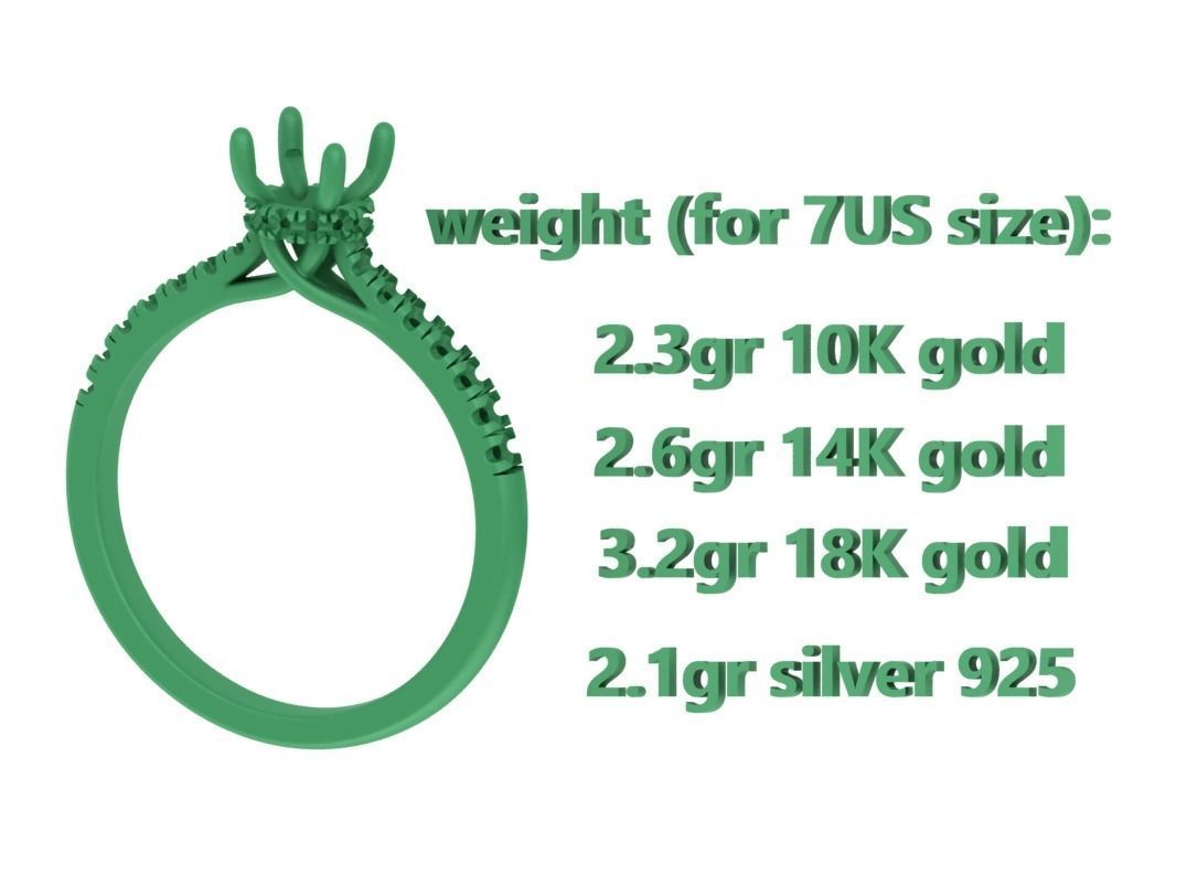 Diamond Trellis Engagement ring Half Carat Round Stone  3D print model_7