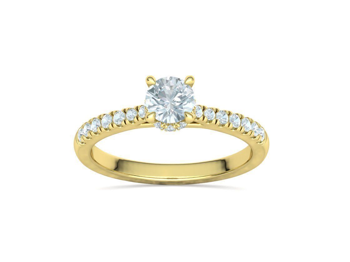 Diamond Trellis Engagement ring Half Carat Round Stone  3D print model_17