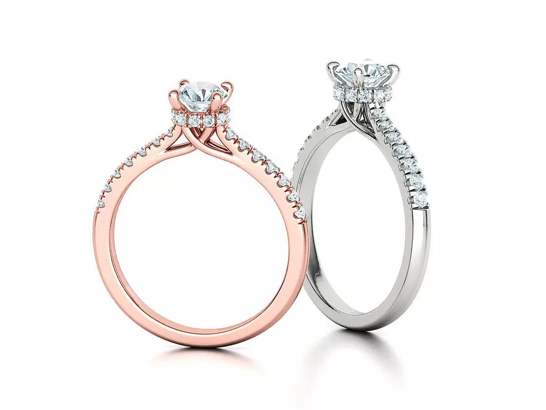 Diamond Trellis Engagement ring Half Carat Round Stone  3D print model_0