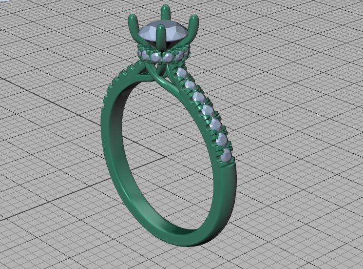 Diamond Trellis Engagement ring Half Carat Round Stone  3D print model_42