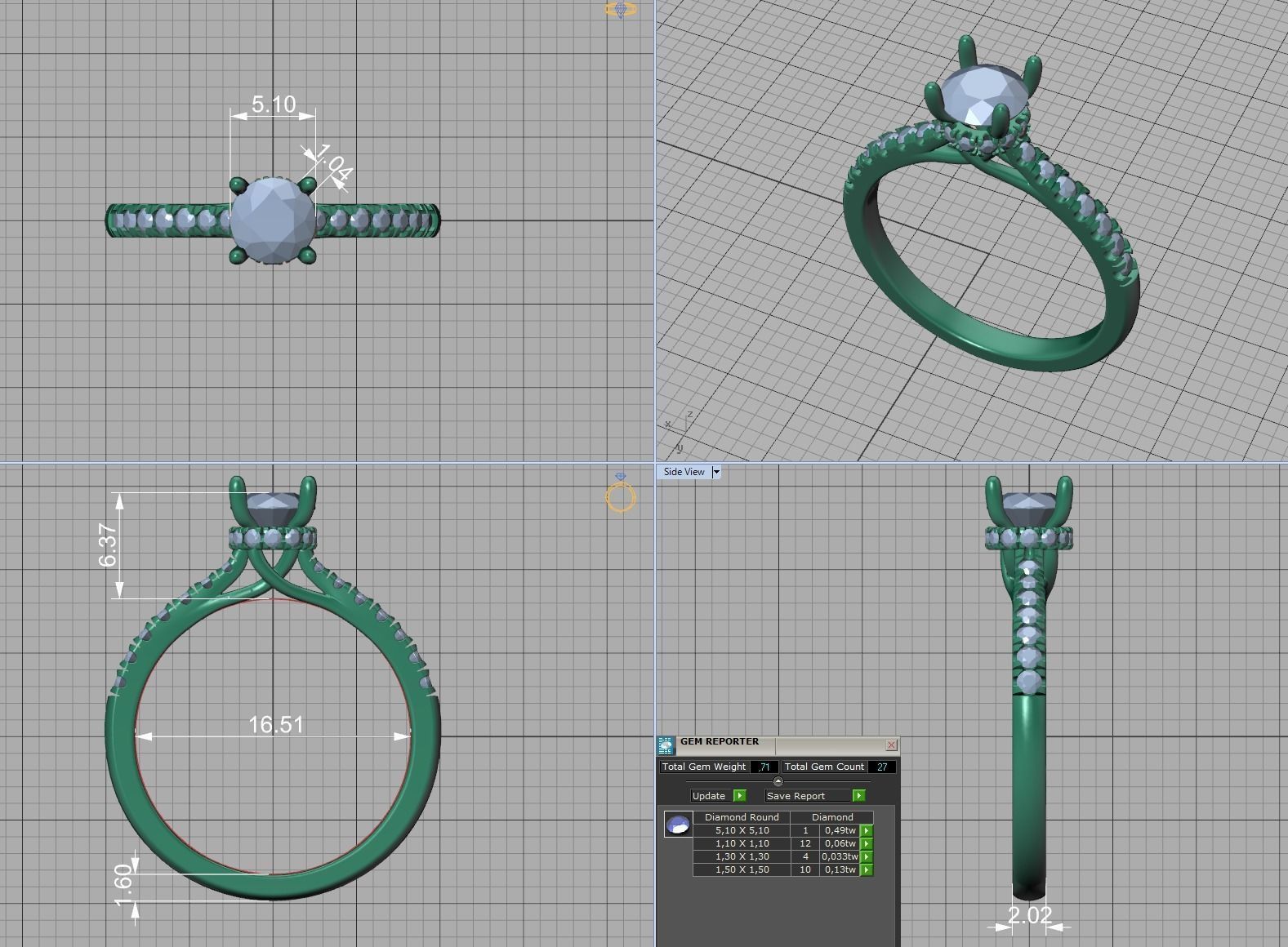 Diamond Trellis Engagement ring Half Carat Round Stone  3D print model_5