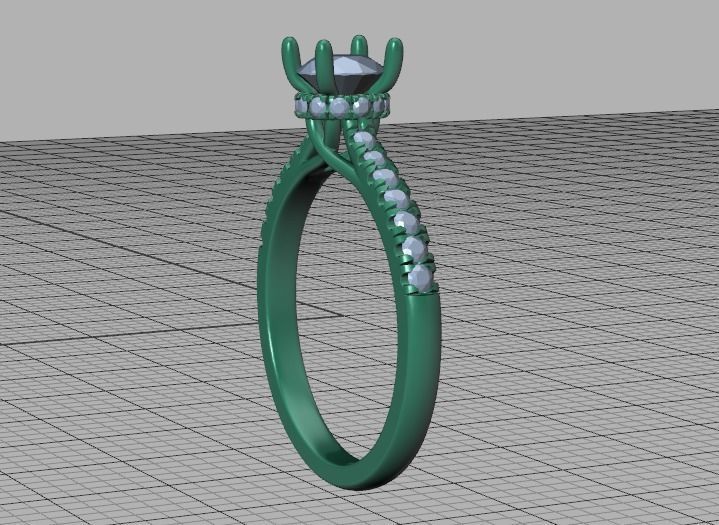 Diamond Trellis Engagement ring Half Carat Round Stone  3D print model_37