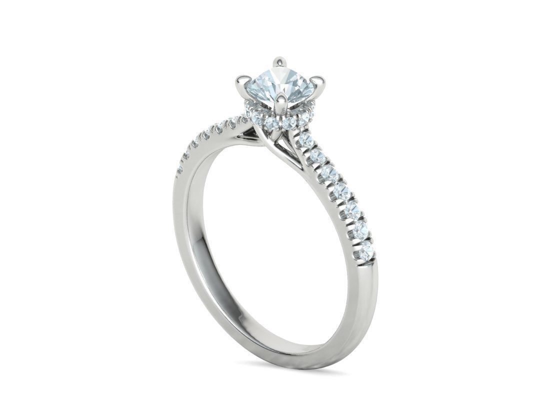 Diamond Trellis Engagement ring Half Carat Round Stone  3D print model_30