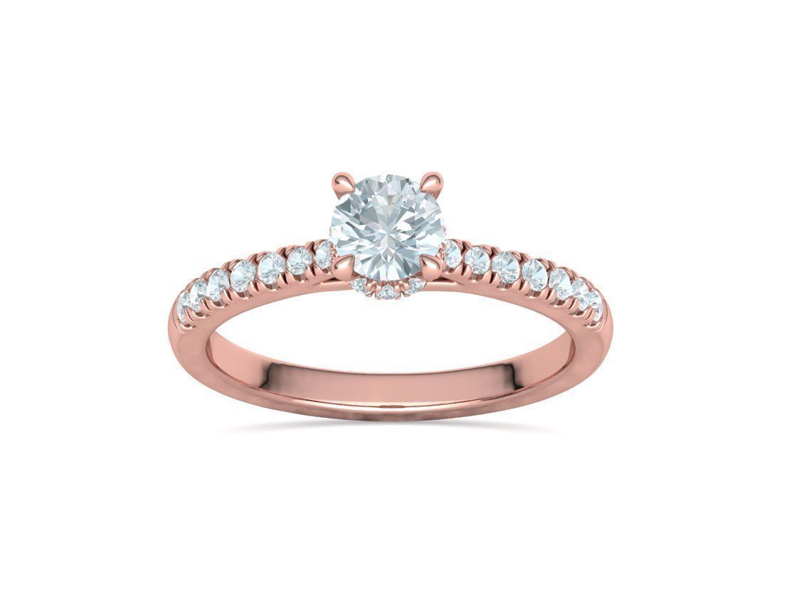 Diamond Trellis Engagement ring Half Carat Round Stone  3D print model_16