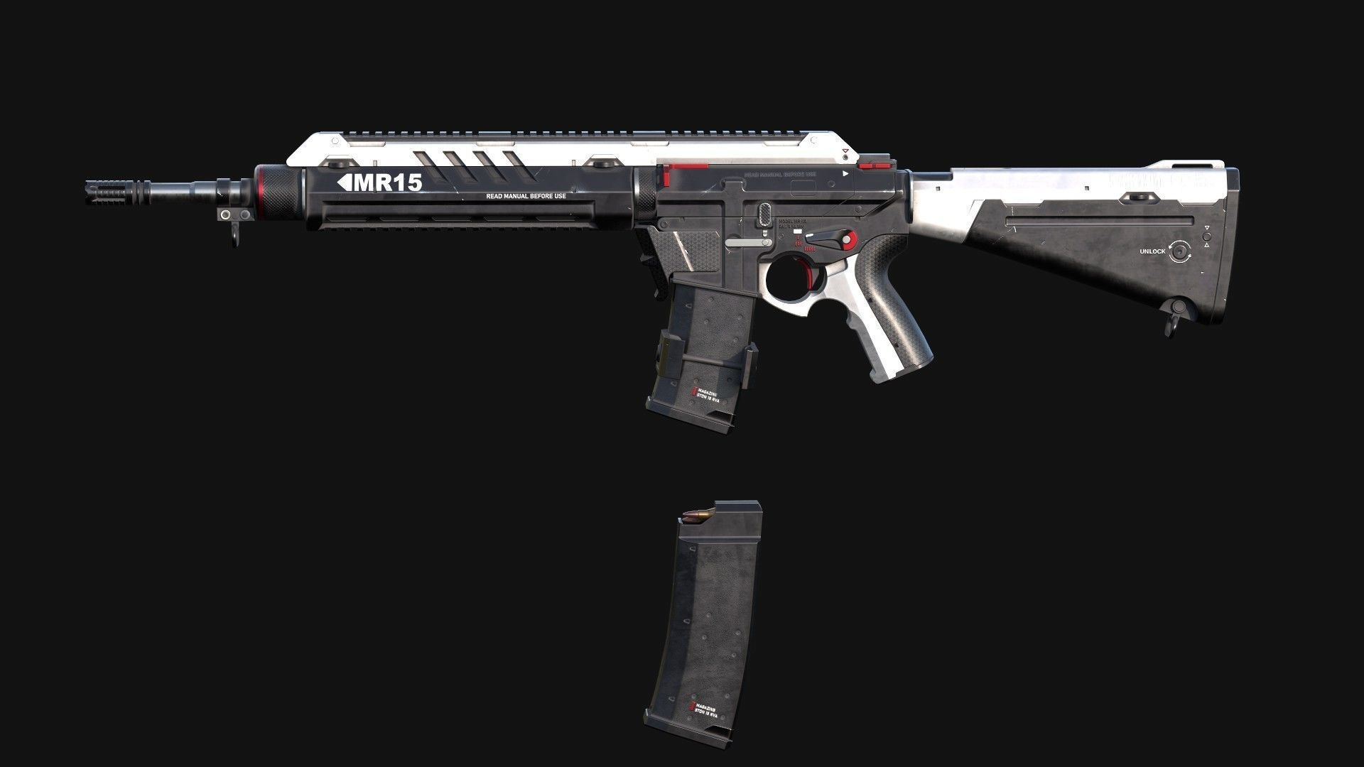 MR-15 Assault Rifle Low-poly 3D model_2