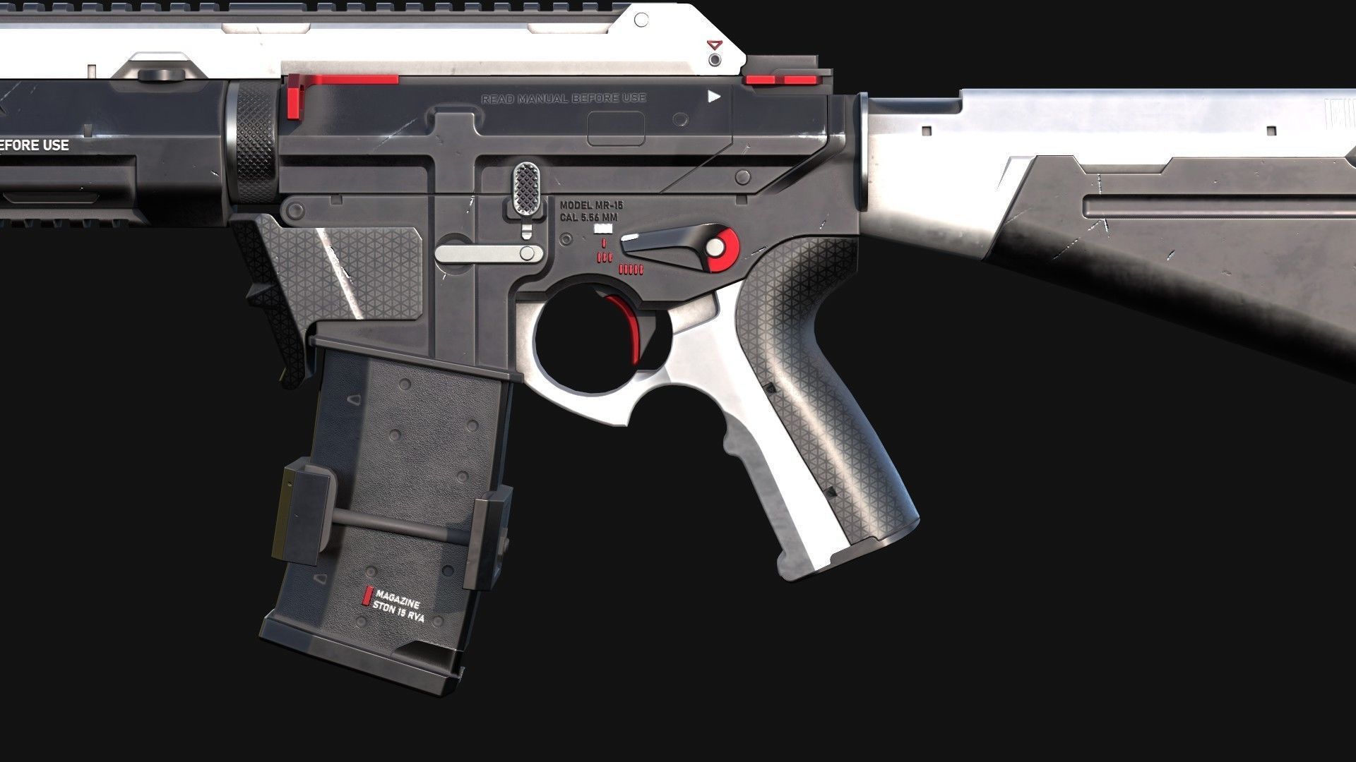 MR-15 Assault Rifle Low-poly 3D model_7