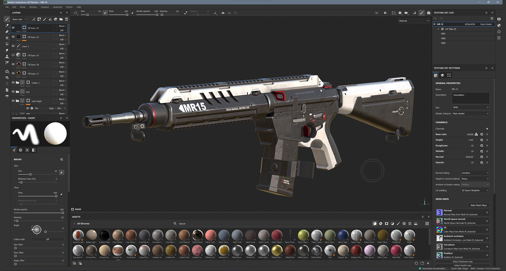 MR-15 Assault Rifle Low-poly 3D model_19