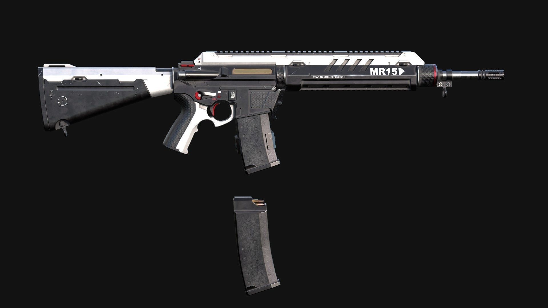 MR-15 Assault Rifle Low-poly 3D model_3