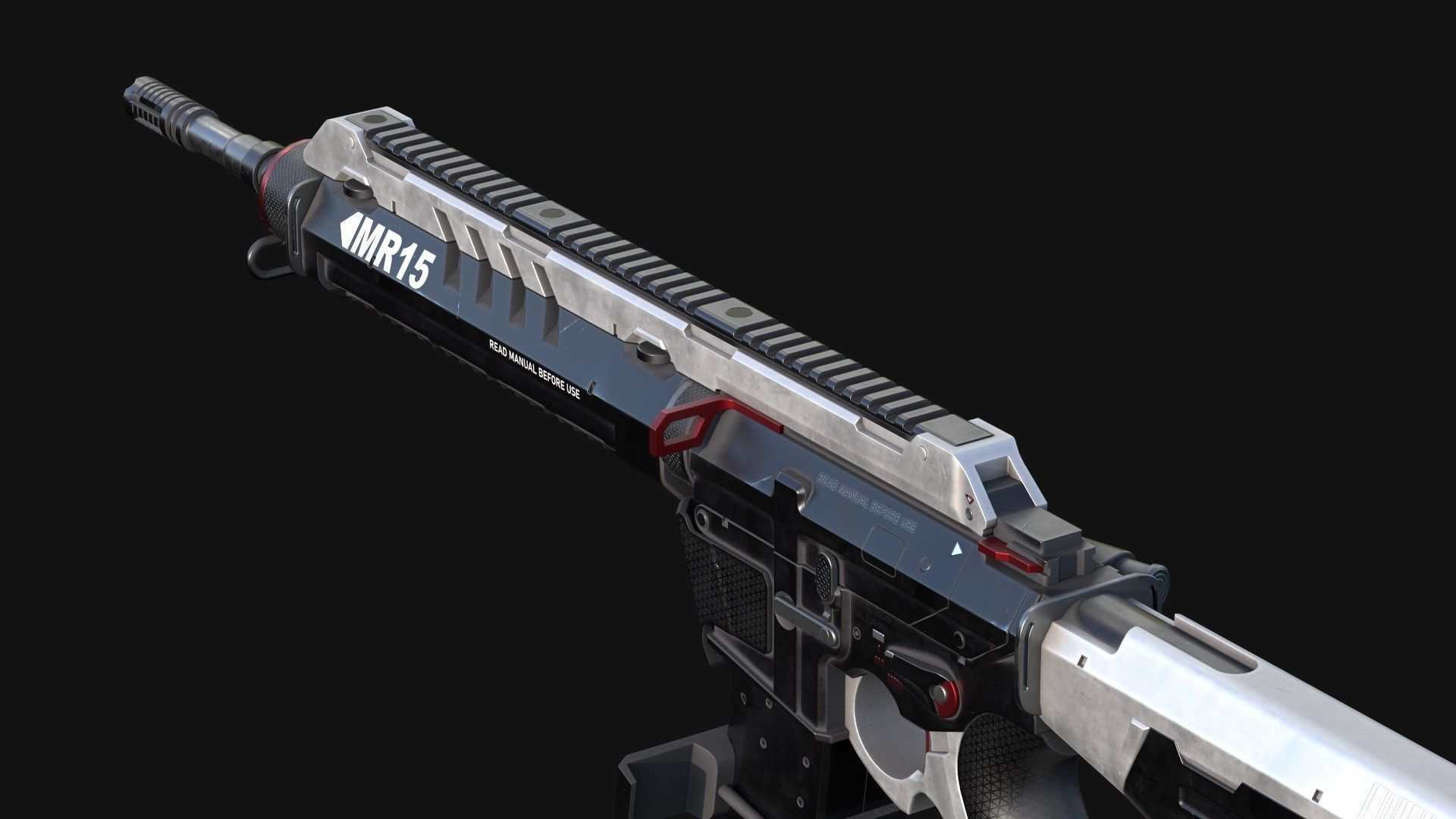 MR-15 Assault Rifle Low-poly 3D model_12