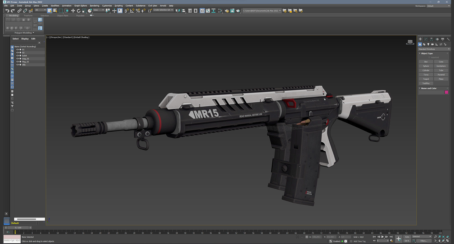 MR-15 Assault Rifle Low-poly 3D model_18