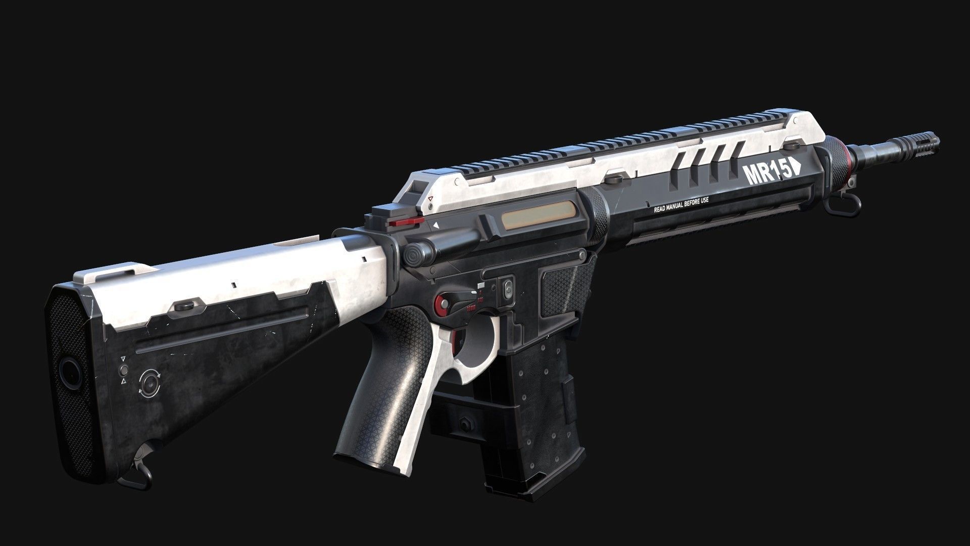 MR-15 Assault Rifle Low-poly 3D model_10