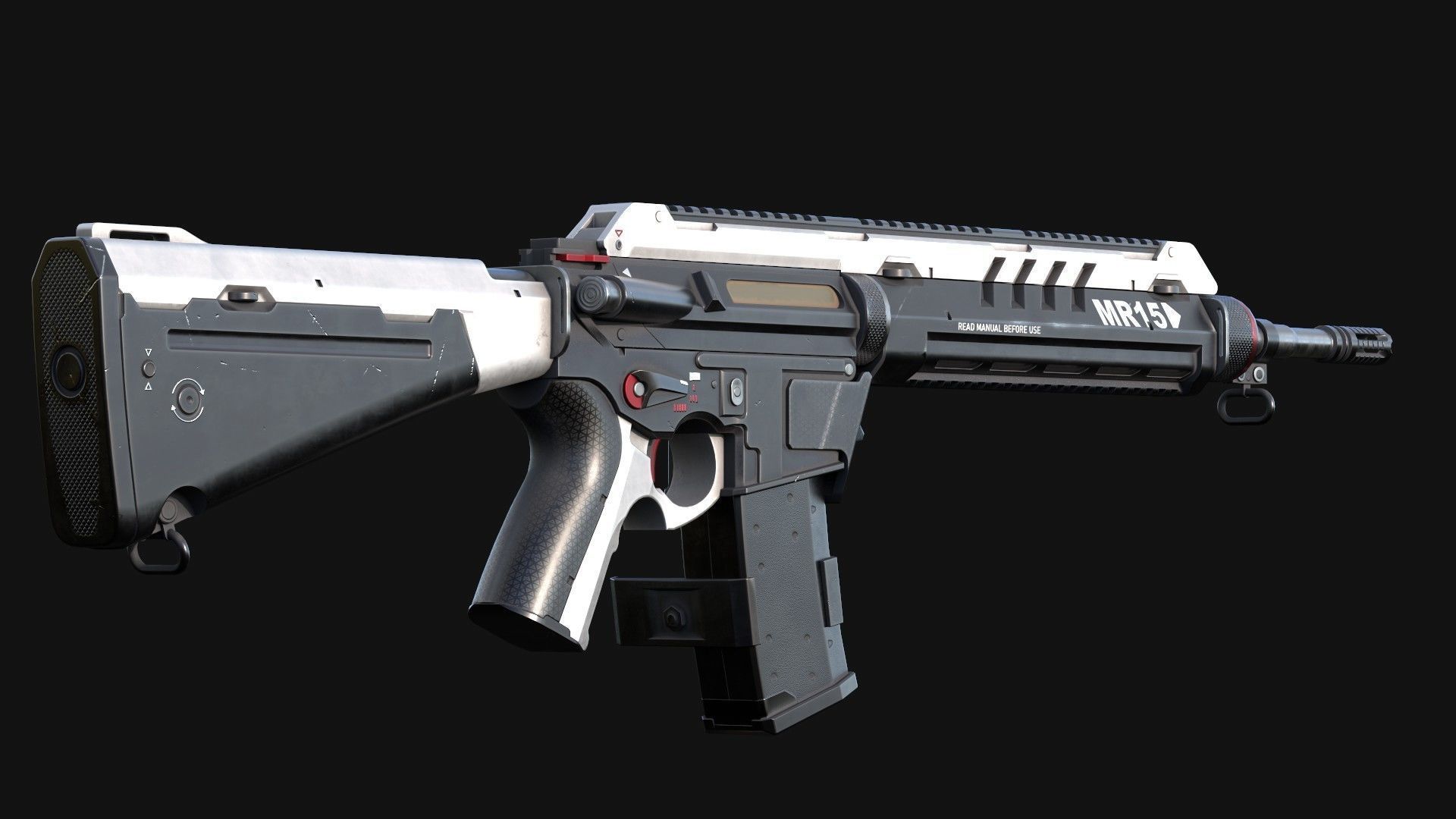 MR-15 Assault Rifle Low-poly 3D model_9