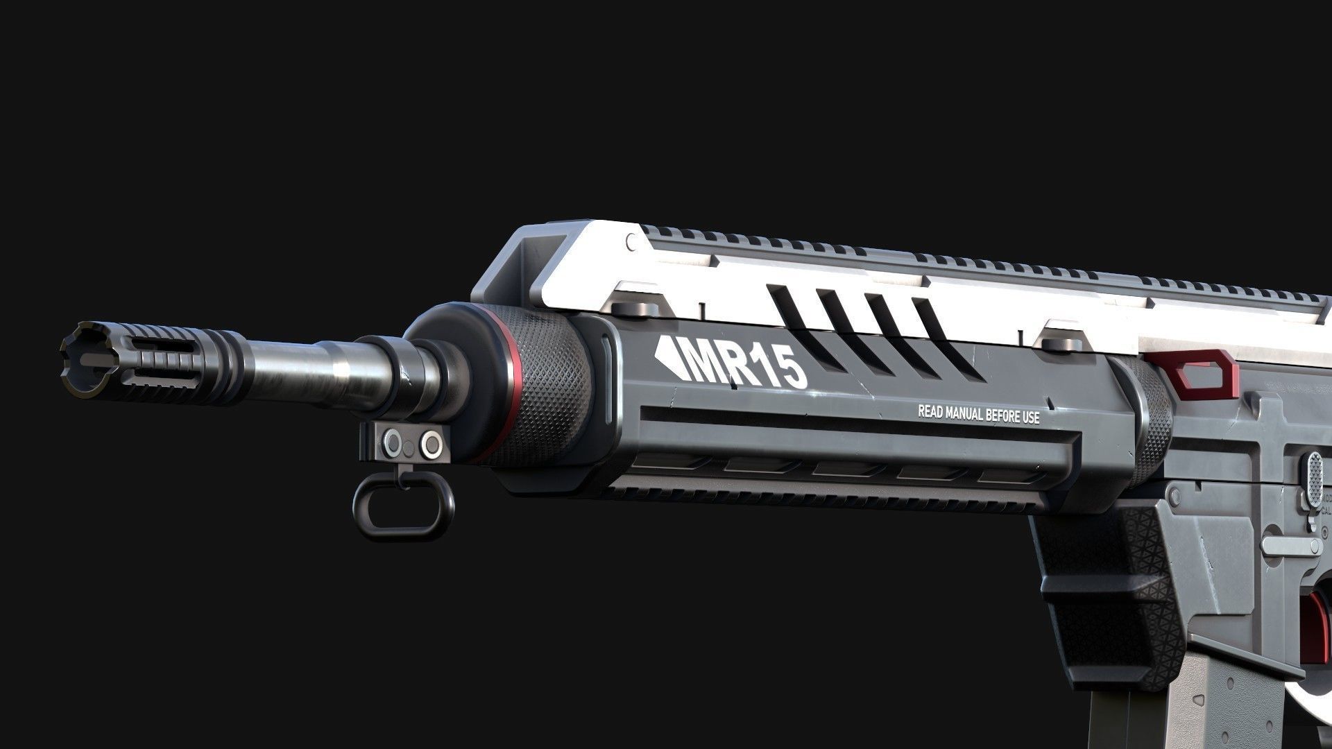 MR-15 Assault Rifle Low-poly 3D model_5