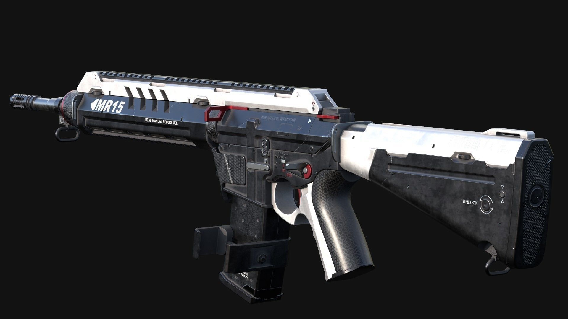 MR-15 Assault Rifle Low-poly 3D model_8