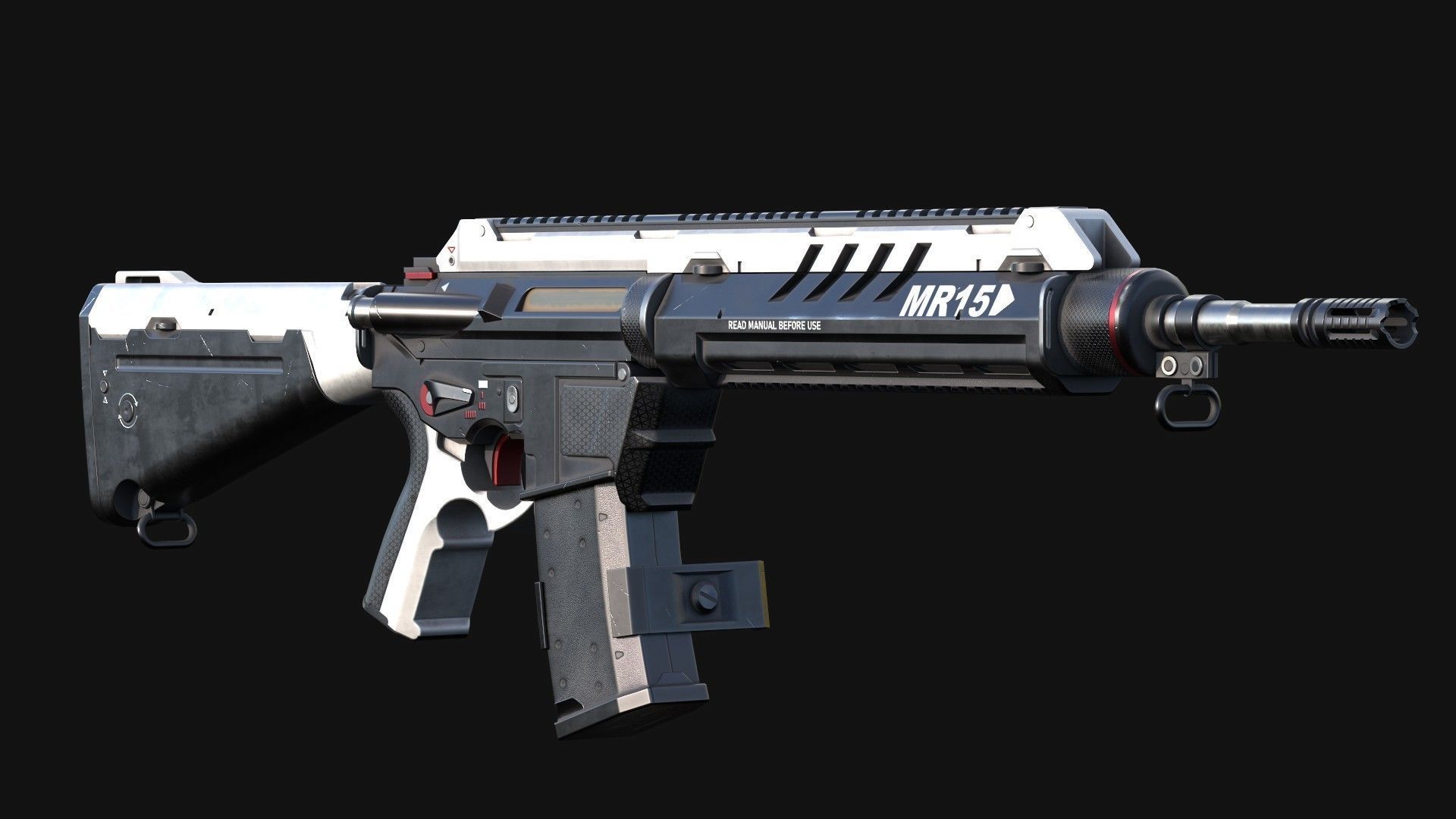 MR-15 Assault Rifle Low-poly 3D model_15