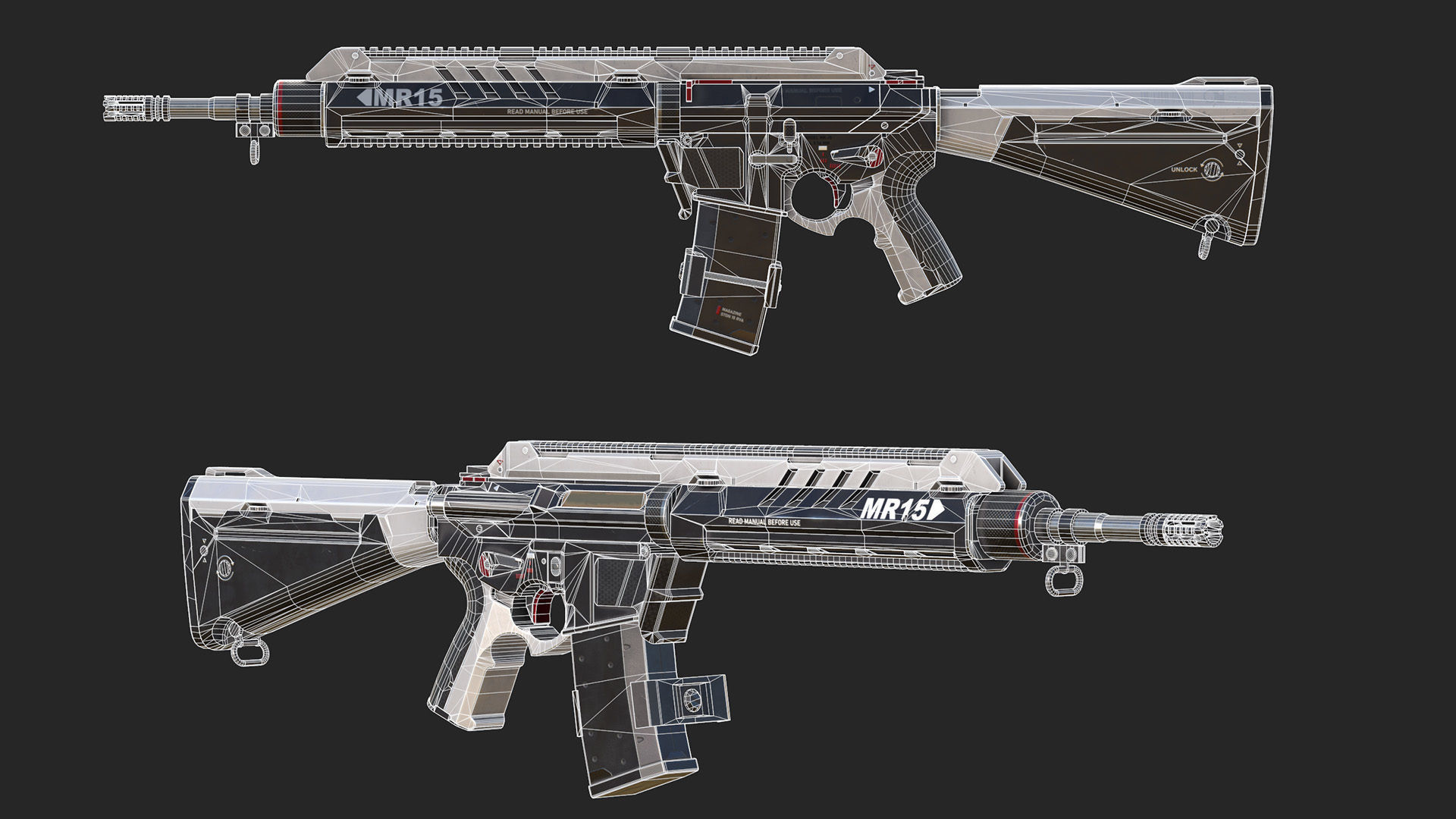 MR-15 Assault Rifle Low-poly 3D model_20