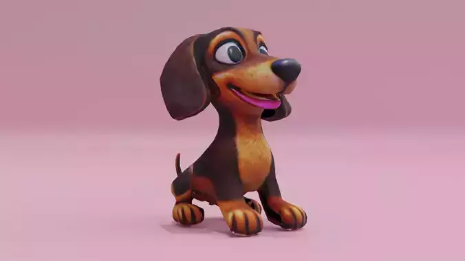 Dachshund Cute Puppy Low High Poly 