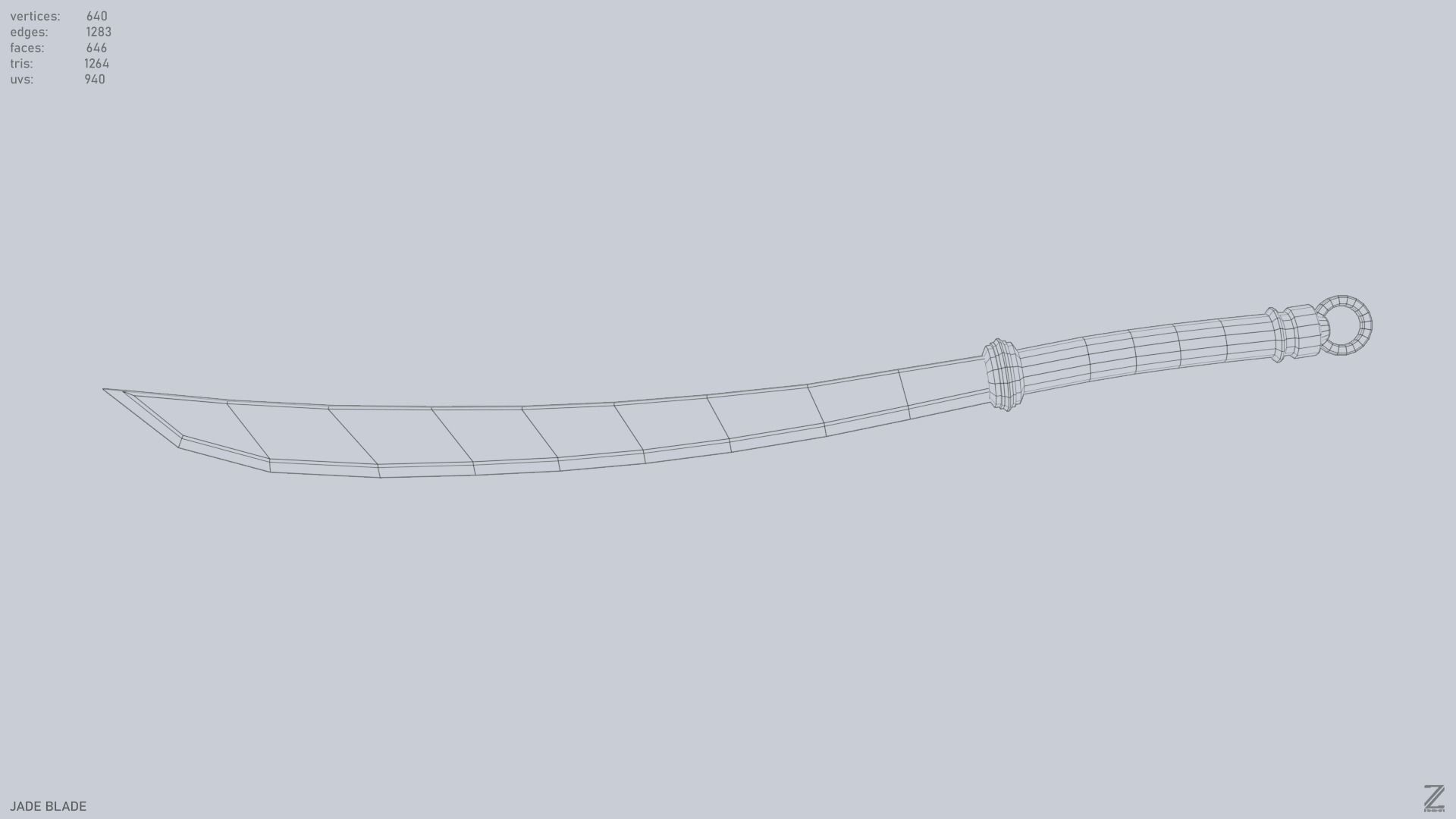 Jade blade Low-poly 3D model_11