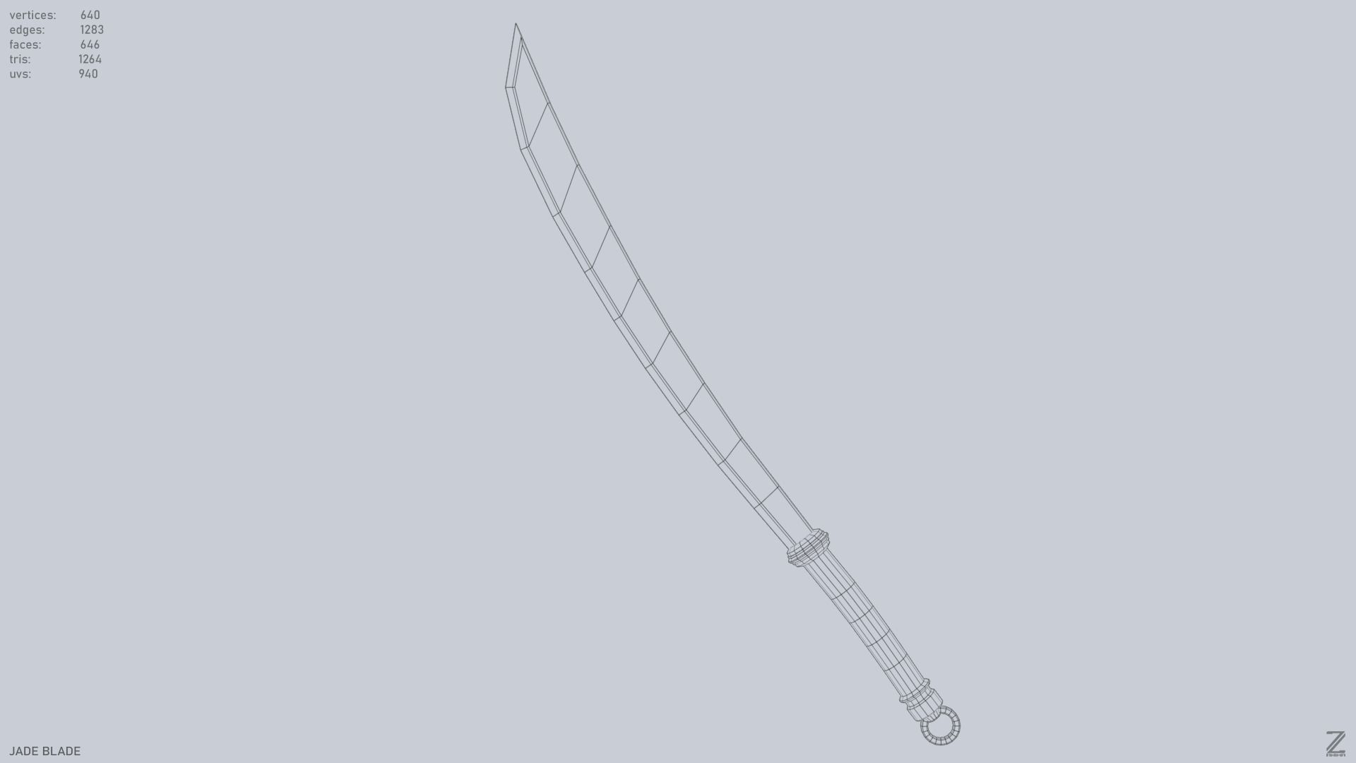 Jade blade Low-poly 3D model_10