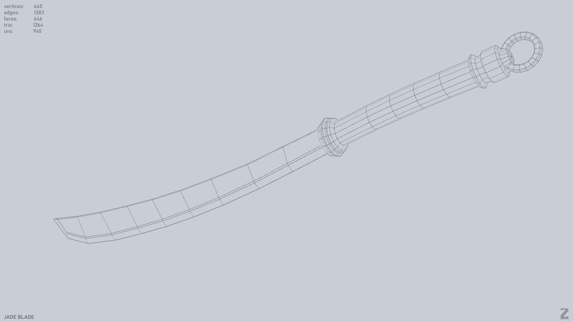 Jade blade Low-poly 3D model_15