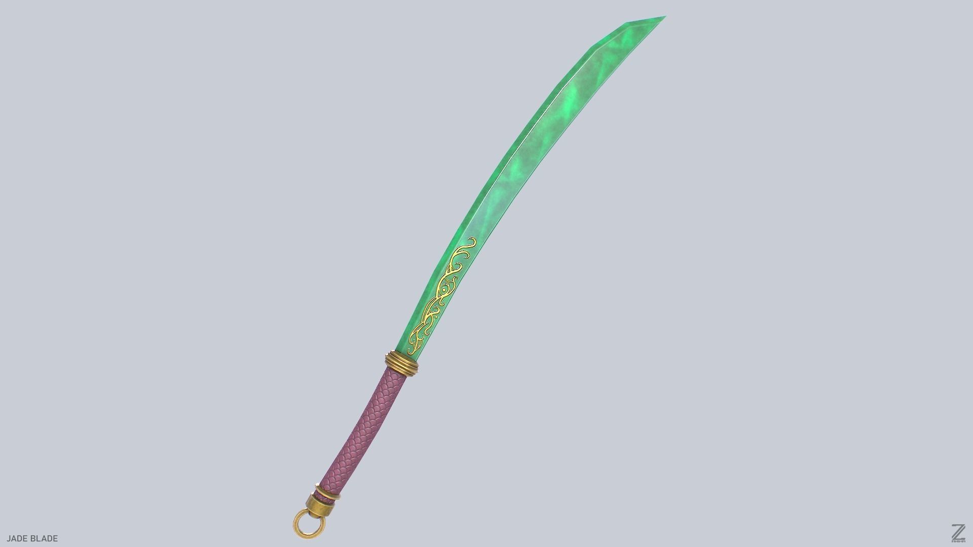 Jade blade Low-poly 3D model_6
