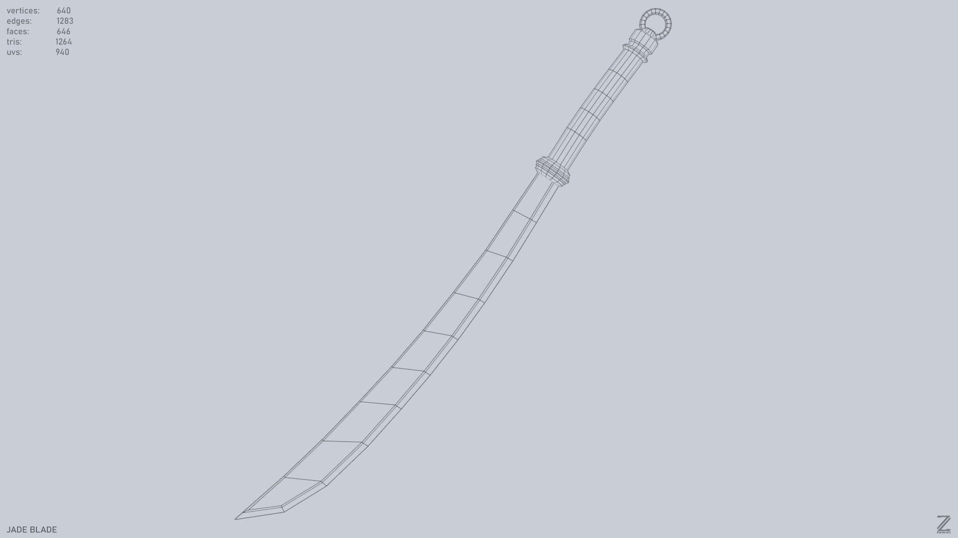 Jade blade Low-poly 3D model_12