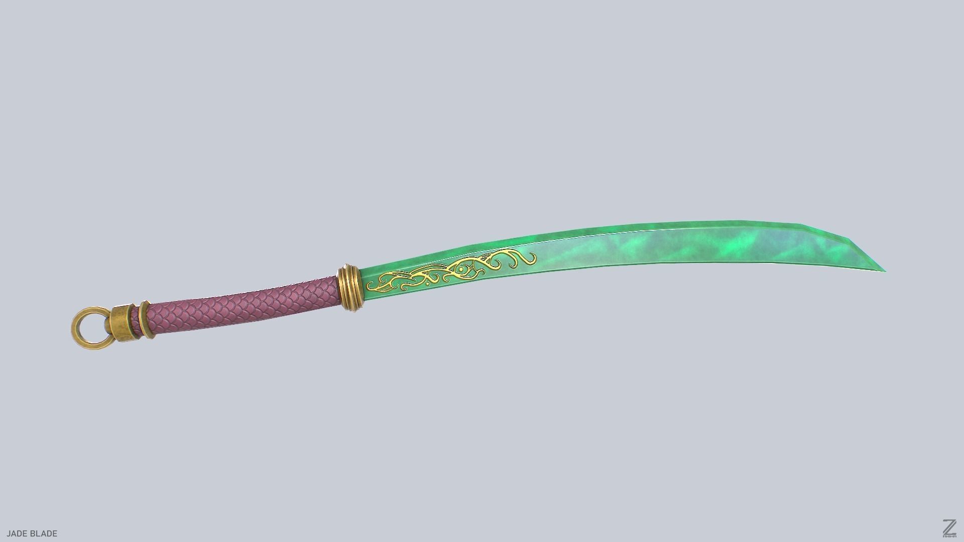 Jade blade Low-poly 3D model_7