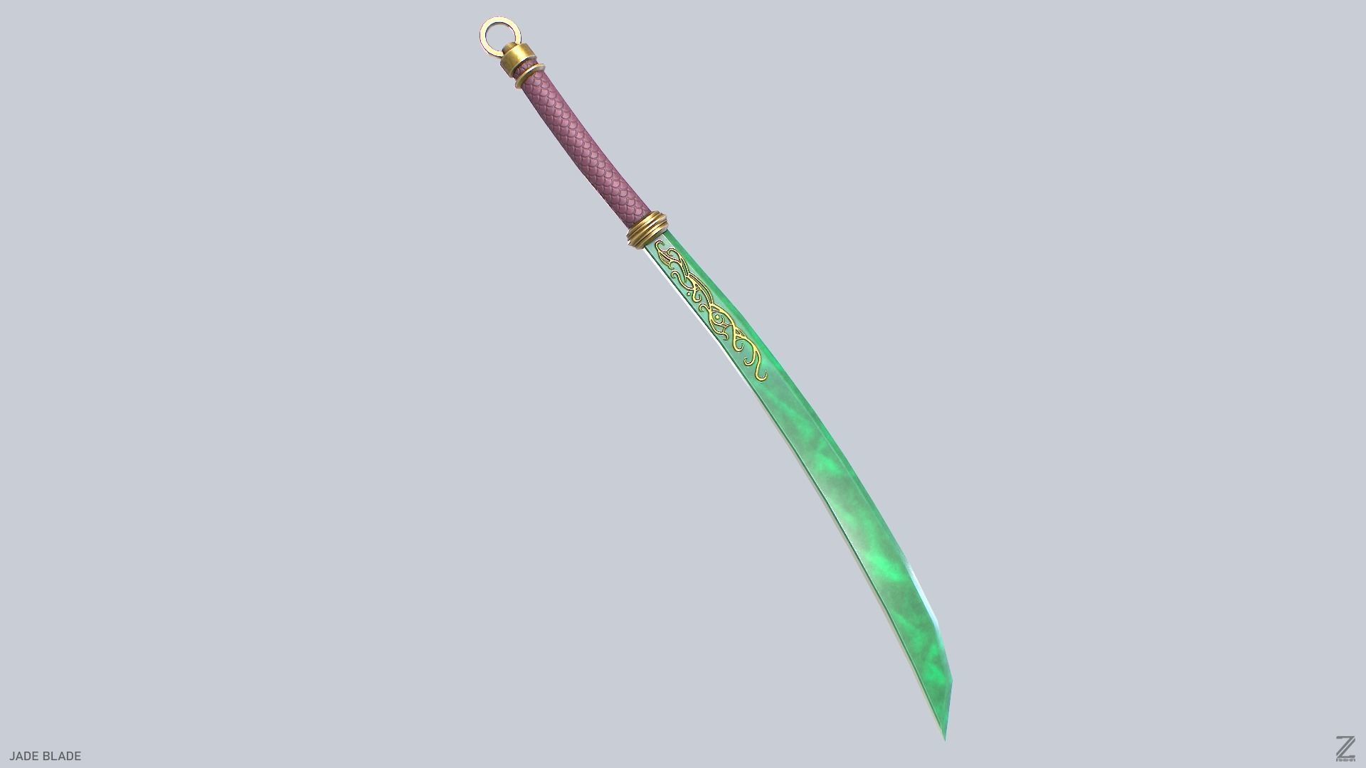 Jade blade Low-poly 3D model_8