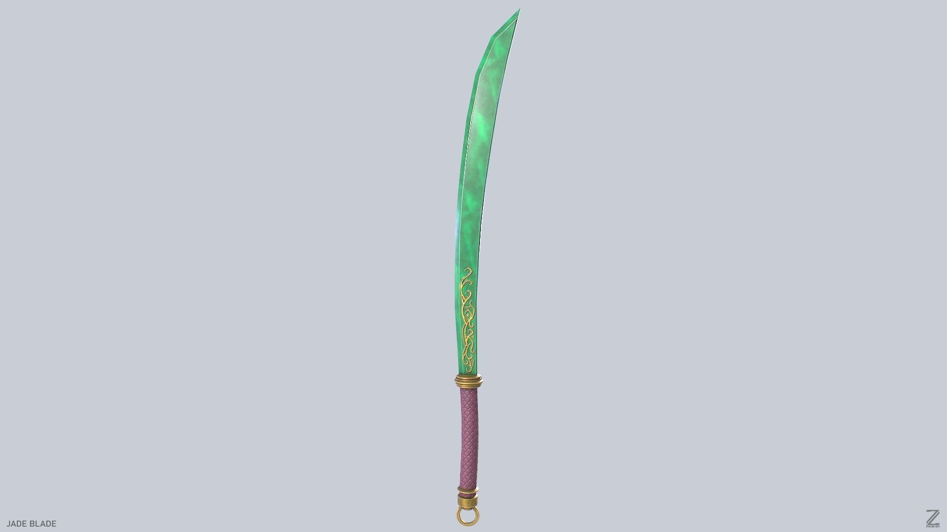 Jade blade Low-poly 3D model_2