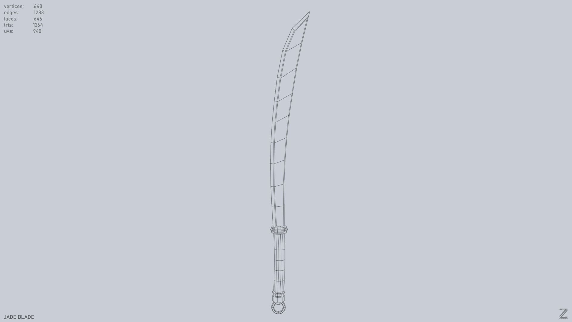 Jade blade Low-poly 3D model_9