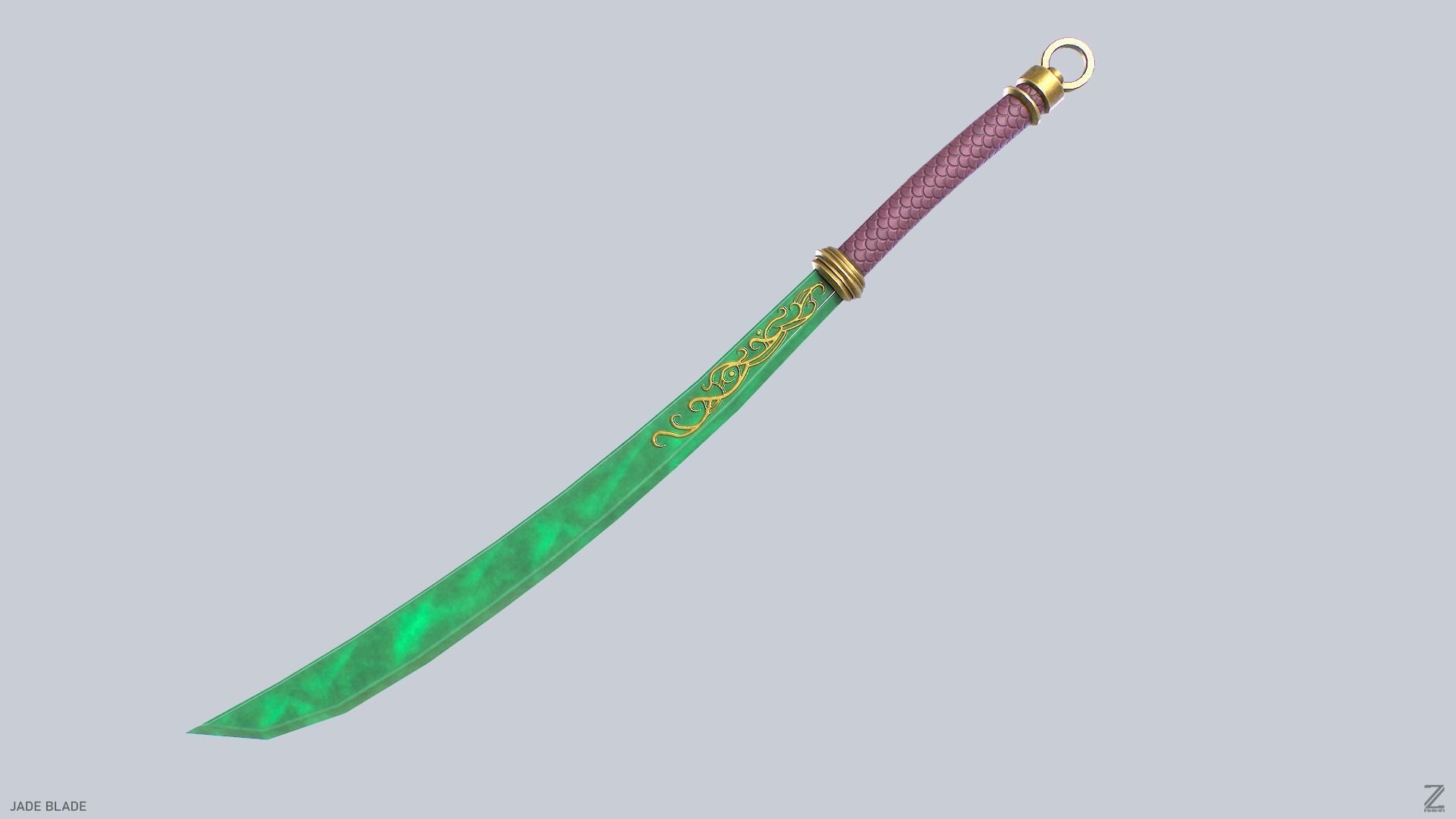 Jade blade Low-poly 3D model_5
