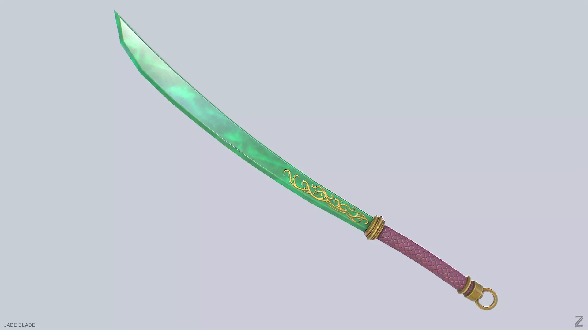 Jade blade Low-poly 3D model_0