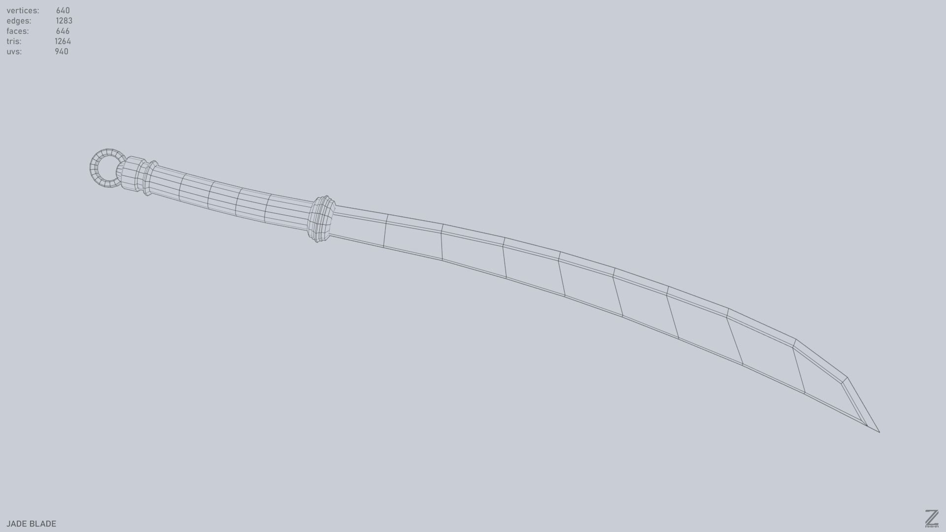 Jade blade Low-poly 3D model_13