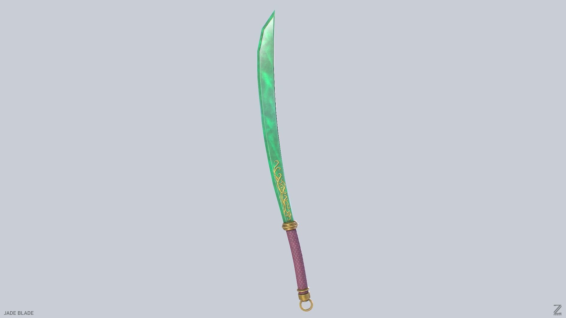 Jade blade Low-poly 3D model_4