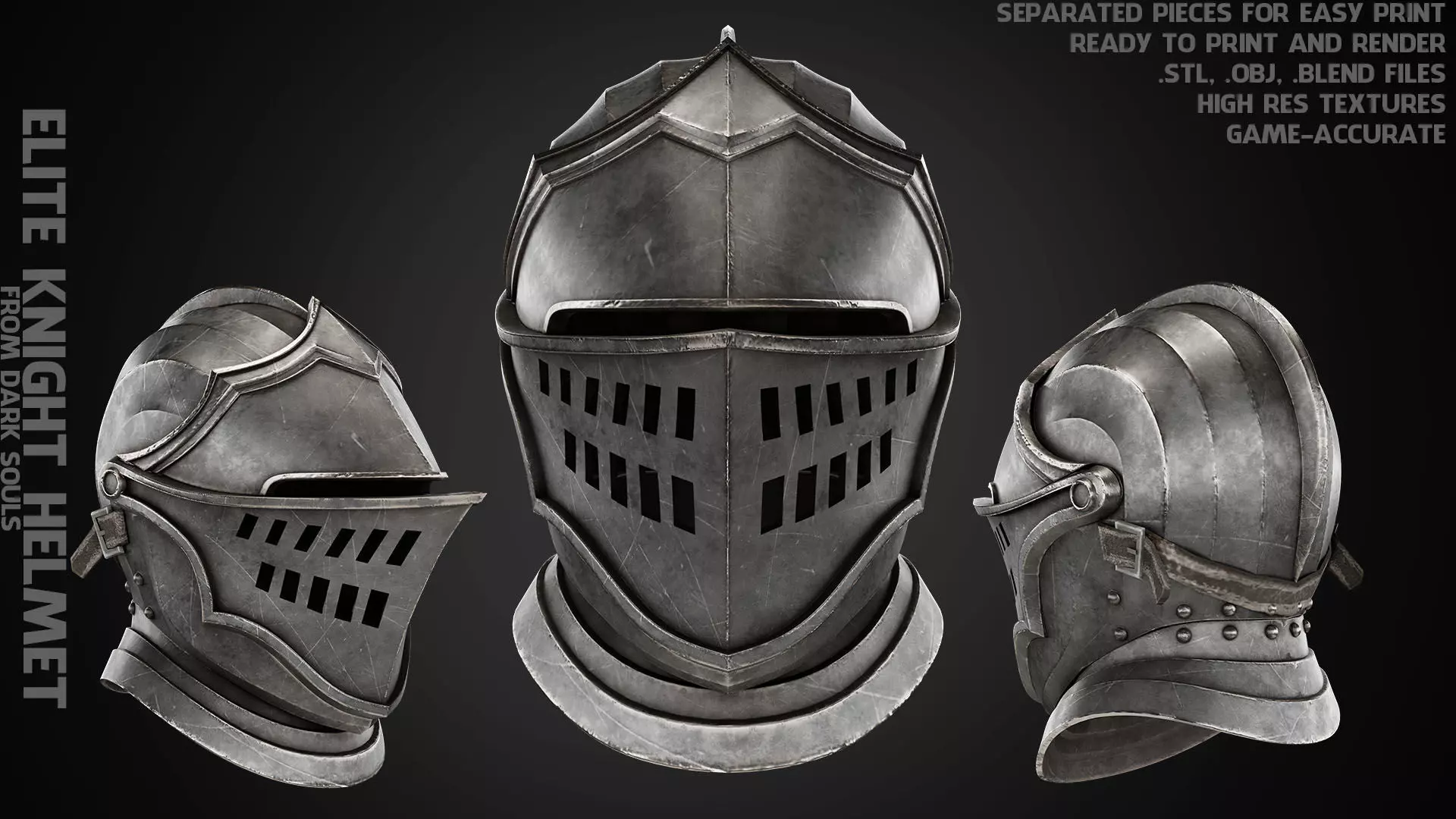 Dark Souls Elite Knight Helmet for Cosplay 3D print model_0